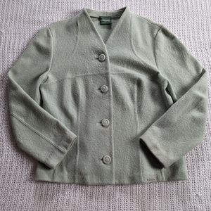 GEIGER Austria Mint Green Wool Blazer Button Up Jacket Women's Size 42 or 12 US